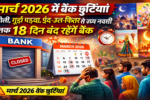 मार्च 2026 बैंक छुट्टियां