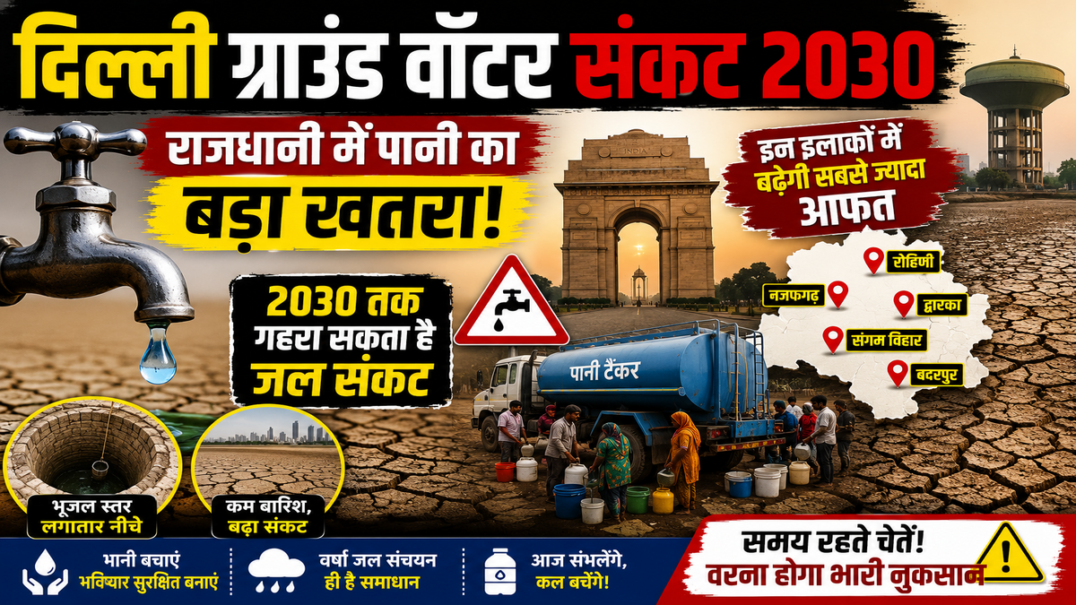 दिल्ली ग्राउंड वॉटर संकट 2030: राजधानी में पानी का बड़ा खतरा! 2030 तक गहरा सकता है जल संकट, इन इलाकों में बढ़ेगी सबसे ज्यादा आफत