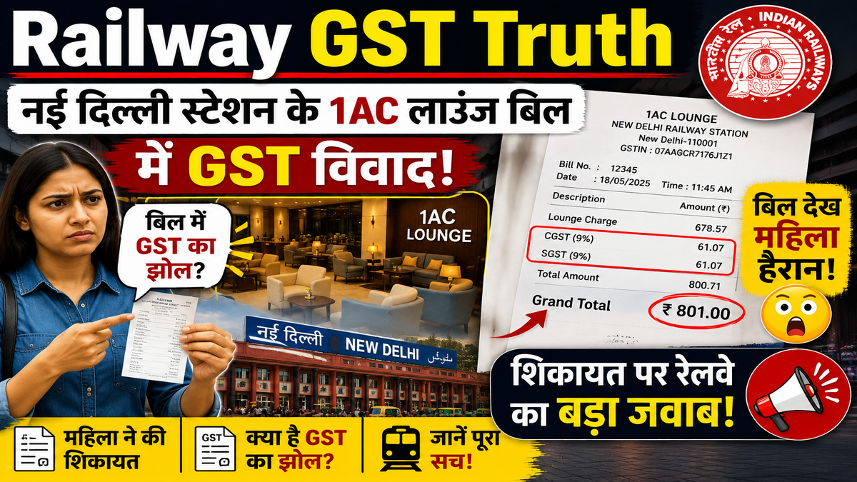 Railway GST Truth: नई दिल्ली स्टेशन के 1AC लाउंज बिल में GST विवाद, महिला की शिकायत पर रेलवे ने दिया बड़ा जवाब